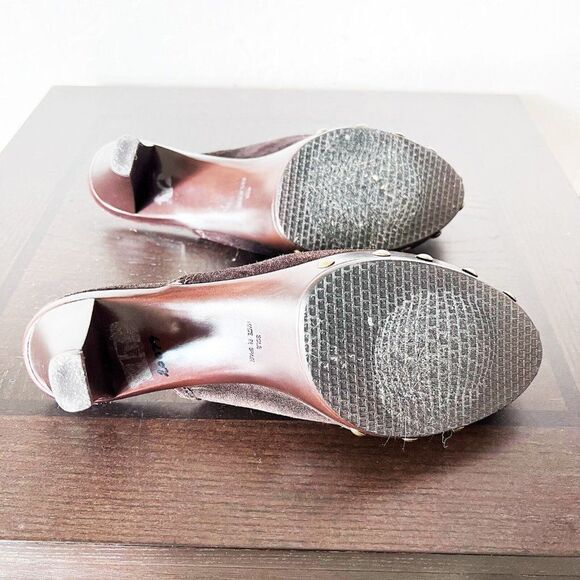 Stuart Weitzman Women’s Mules Heels Size 8 Suede Leather Dark Brown - Picture 3 of 10